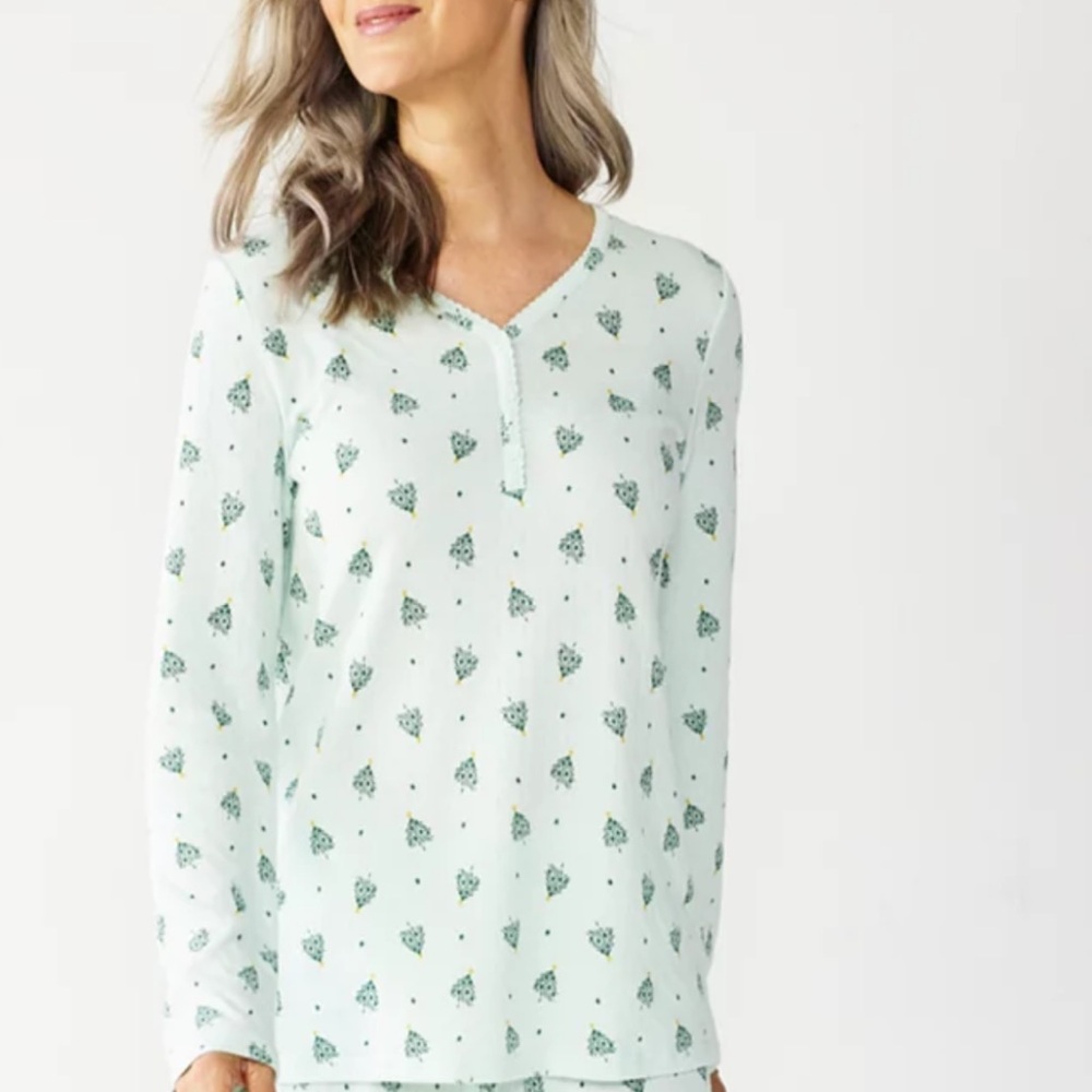 NEW Croft & Barrow Green Pajama Top Sleepwear
